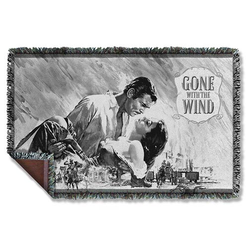 Gone With The Wind Black and White Woven Tapestry Blanket